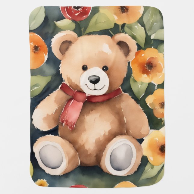 In the middle teddy bear baby blanket (Front)