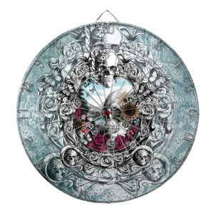 In the mirror landscape skull. dartboard