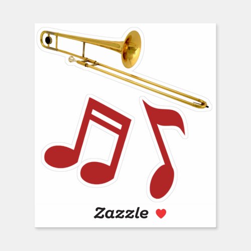 In the Mood Trombone and Music Notes Sticker