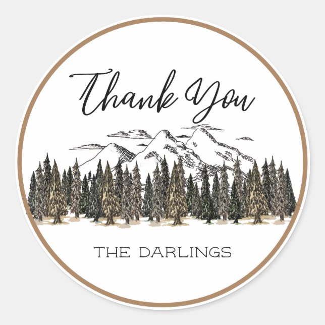 In the Mountains Favor Sticker (Front)