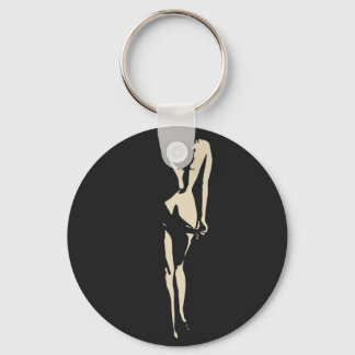 In the night she hides, sexy girl stencil art 2 keychain