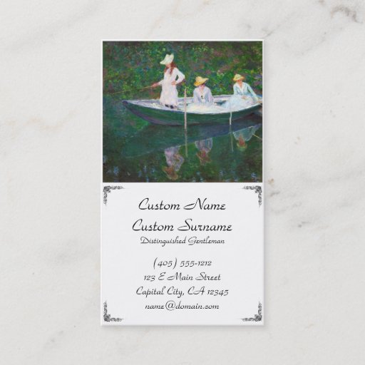 Customizable In the Norwegian Boat at Giverny Claude Monet Business Card Templates