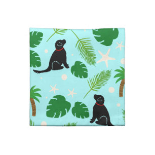 In the Ocean Blue Tropical Black Pup Cloth Napkin