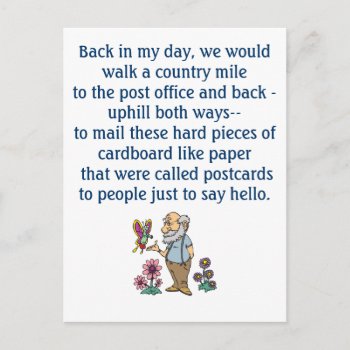 In The Old Days Funny Postcard by QuoteLife at Zazzle