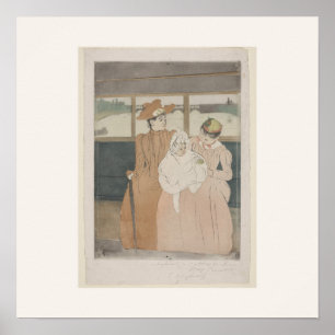 In the Omnibus by Mary Cassatt - Square Poster