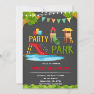 In the park party invitation