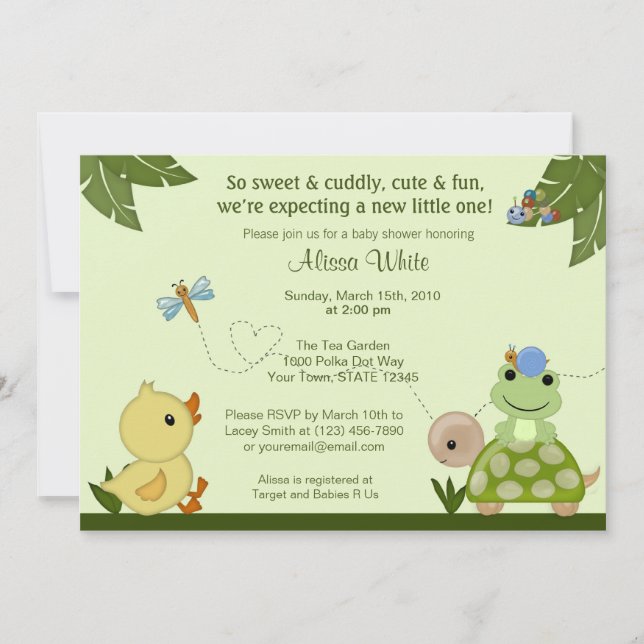 In The Pond Baby Shower Invitation duck frog (Front)
