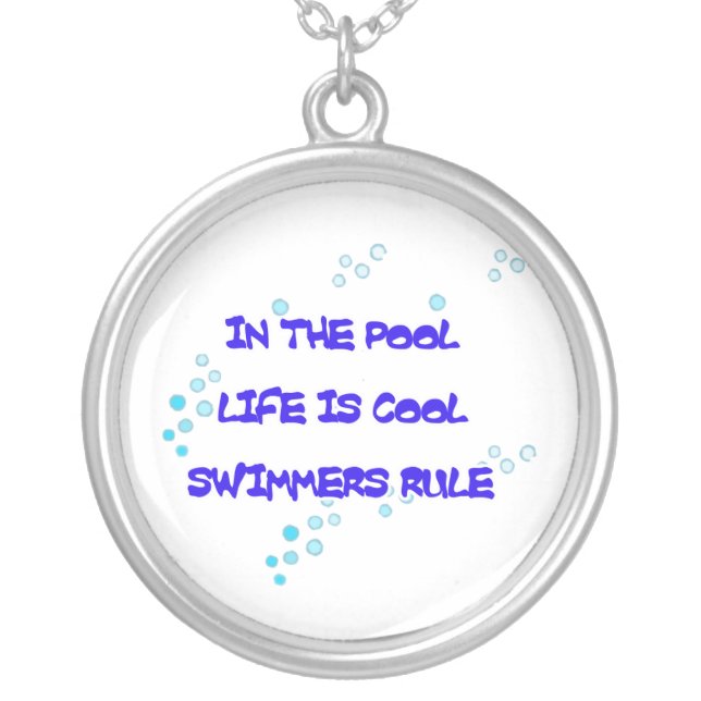 In the Pool Life Is Cool Silver Plated Necklace (Front)