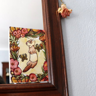 "In the quaint Ferret Garden, a devoted gardener t Postcard