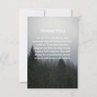 In the quiet stillness of nature thank you card
