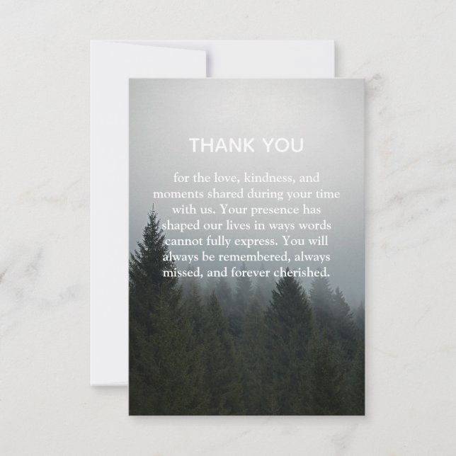 In the quiet stillness of nature thank you card (Front)