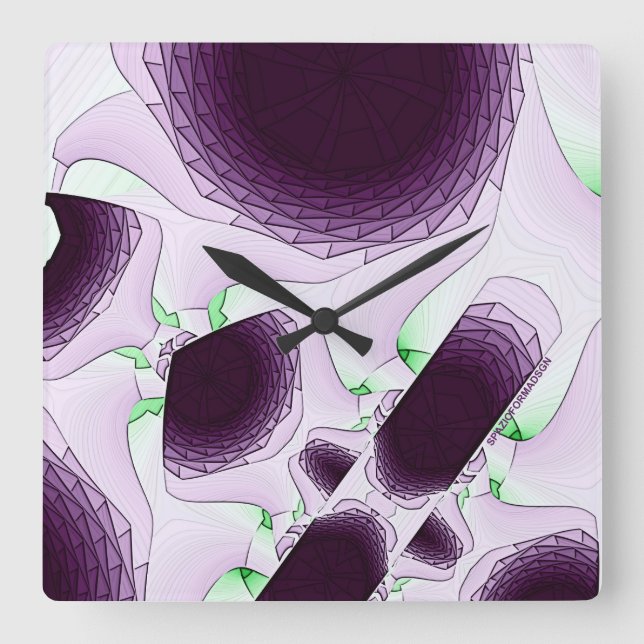 In the shade of color Violet Square Wall Clock (Front)