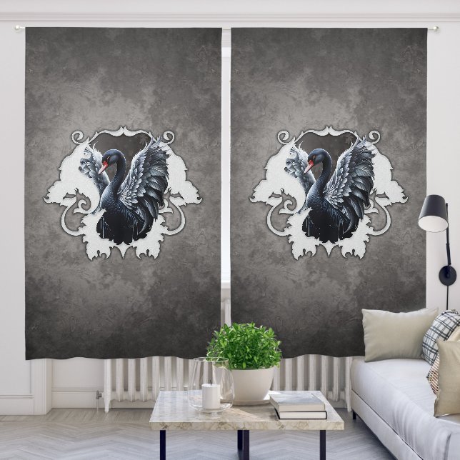 In the shadow of elegance: A black swan.  Blackout Curtains (Living Room)