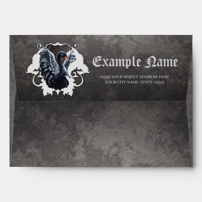 In the shadow of elegance: A black swan.  Envelope (Back (Top Flap))