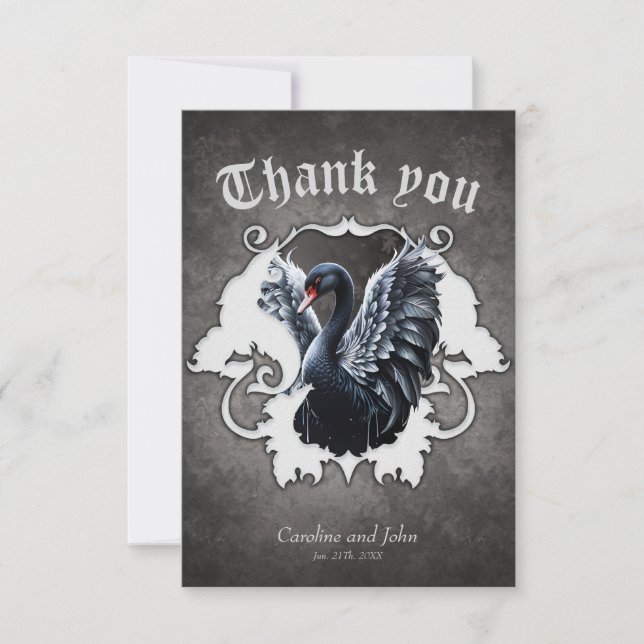 In the shadow of elegance: A black swan Thank You Card (Front)