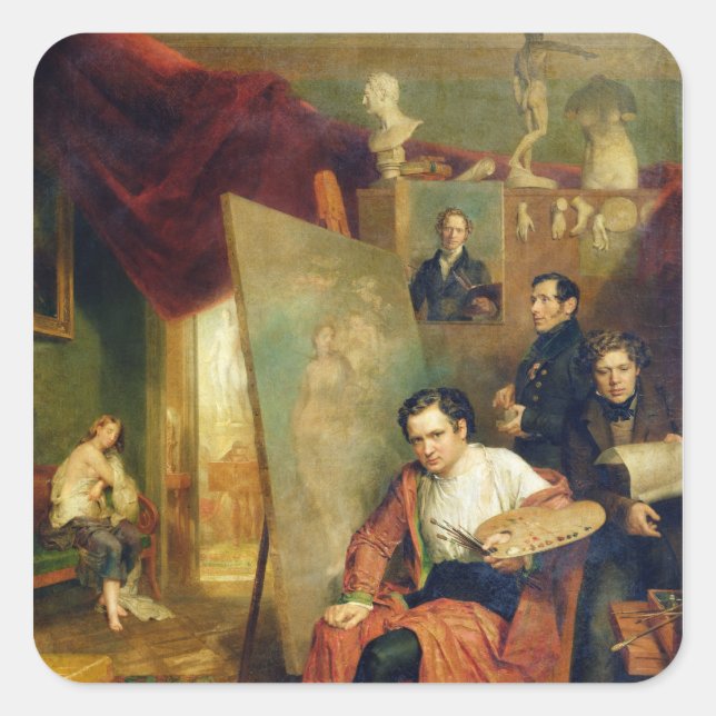 In the studio of the painter, 1832 square sticker (Front)