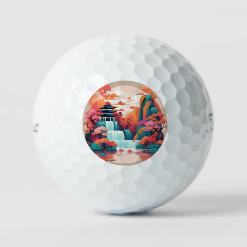 In the style of traditional Chinese meticulouspain Golf Balls