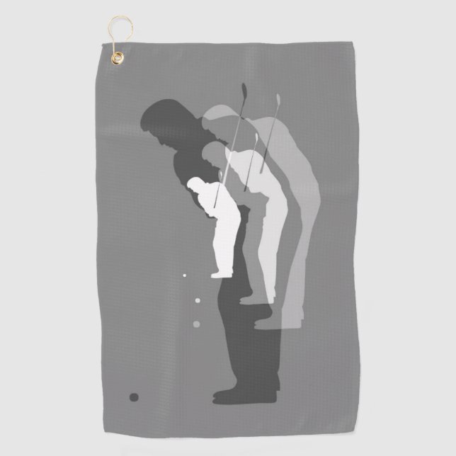 "In The Swing" Left Handed Golfer's Towel (B&W) (Front)