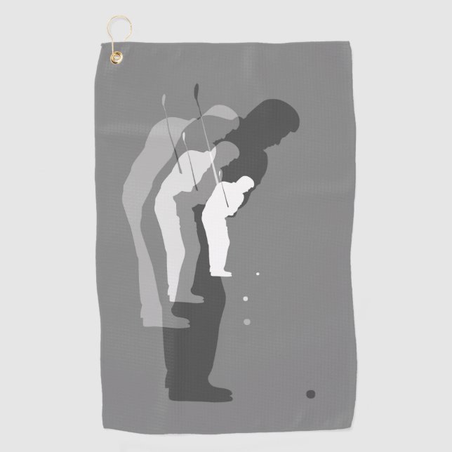 "In The Swing" Monochrome Golfer's Towel (Front)