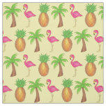 In The Tropics Pineapple Flamingo Palm Tree Beach Fabric