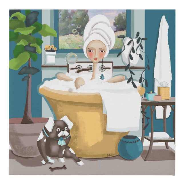 In the Tub Faux Canvas Print (Front)