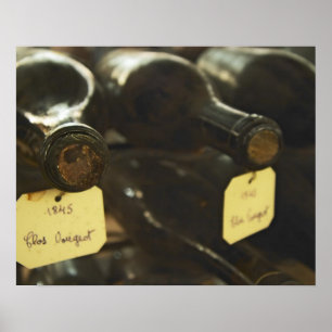 In the underground wine cellar: lying bottles in poster