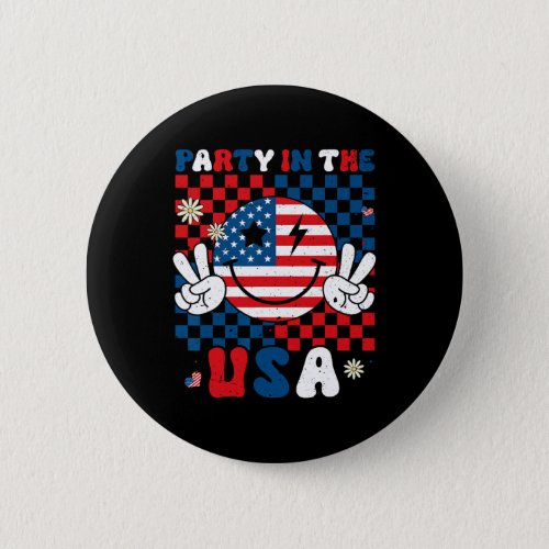 In The Usa 4th Of July American Flag Smile Face Wo Button