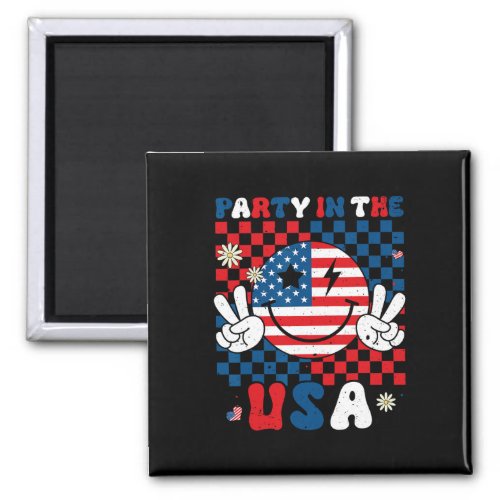 In The Usa 4th Of July American Flag Smile Face Wo Magnet