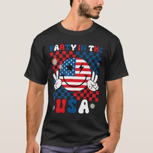 In The Usa 4th Of July American Flag Smile Face Wo T_Shirt