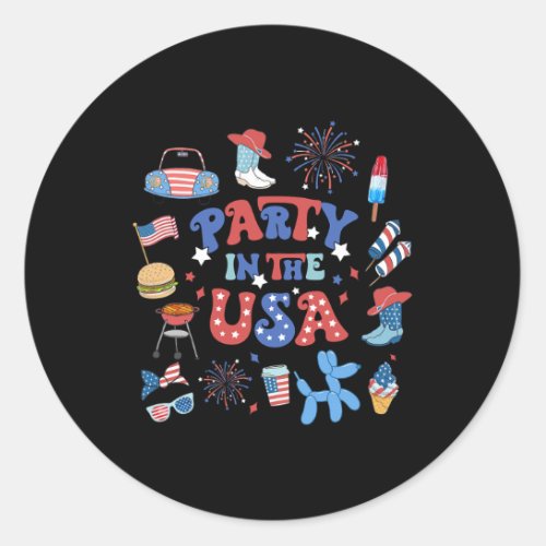 In The Usa 4th Of July American Patriotic Men Wome Classic Round Sticker