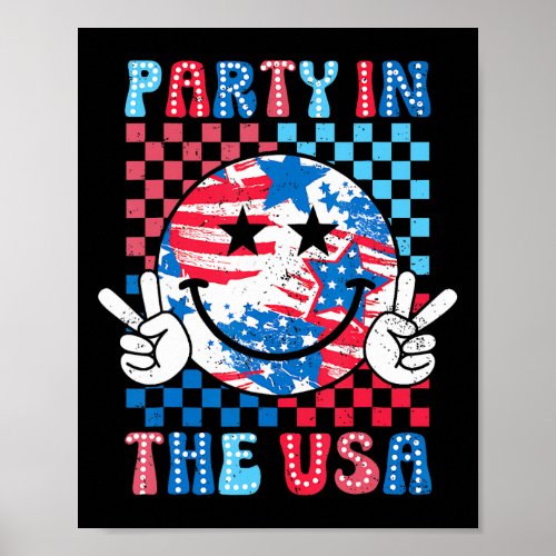 In The Usa 4th Of July Preppy Smile Kids Men Women Poster