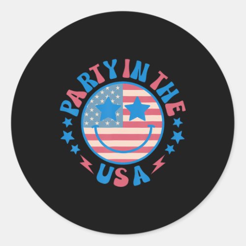 In The Usa 4th Of July Preppy Smile Shirts Men Wom Classic Round Sticker