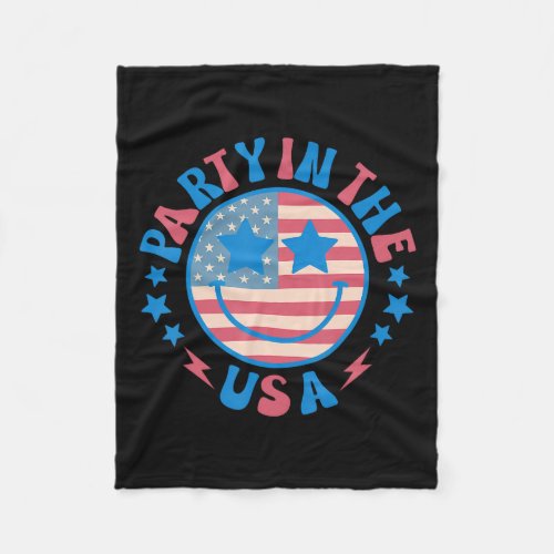 In The Usa 4th Of July Preppy Smile Shirts Men Wom Fleece Blanket