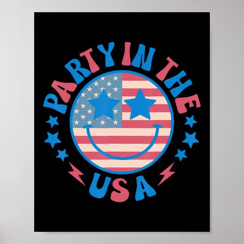 In The Usa 4th Of July Preppy Smile Shirts Men Wom Poster