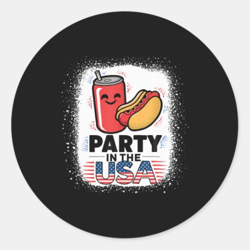 In The Usa 4th Of July Themed Soda And Hotdog  Classic Round Sticker