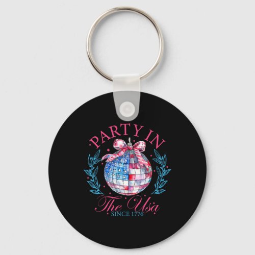 In The Usa Coquette 4th Of July Women Girls Americ Keychain
