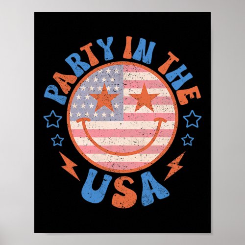 In The Usa Happy Face Smile American Flag 4th Of J Poster