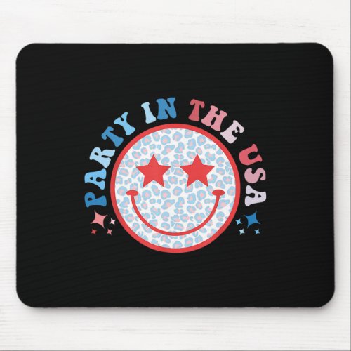 In The Usa Leopard 4th Of July Preppy Smile Men Wo Mouse Pad