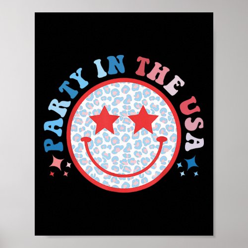 In The Usa Leopard 4th Of July Preppy Smile Men Wo Poster