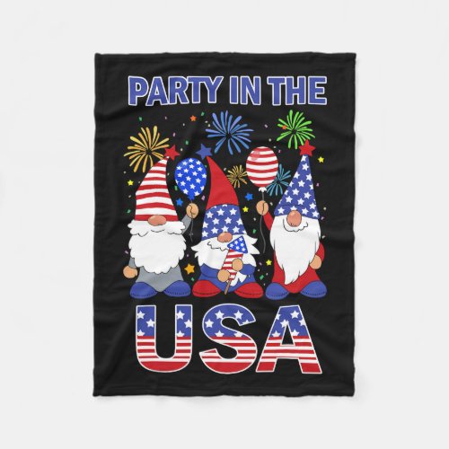 In The Usa Patriotic Gnome Flag 4th July Kid Ba  Fleece Blanket