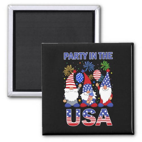 In The Usa Patriotic Gnome Flag 4th July Kid Ba  Magnet