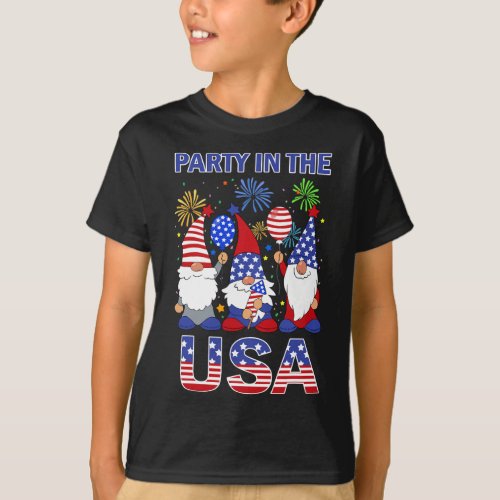 In The Usa Patriotic Gnome Flag 4th July Kid Ba  T_Shirt