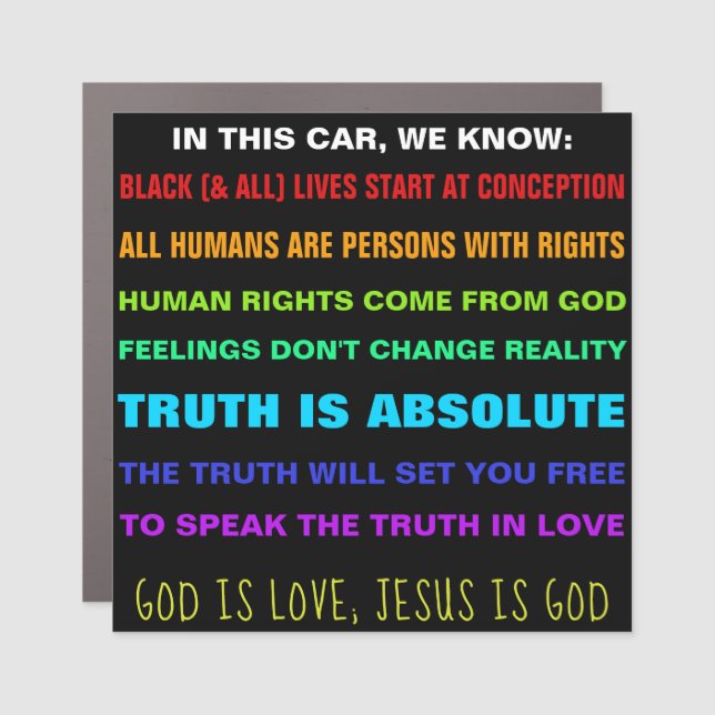 In This Car We Know God Is Love Car Magnet (Front)