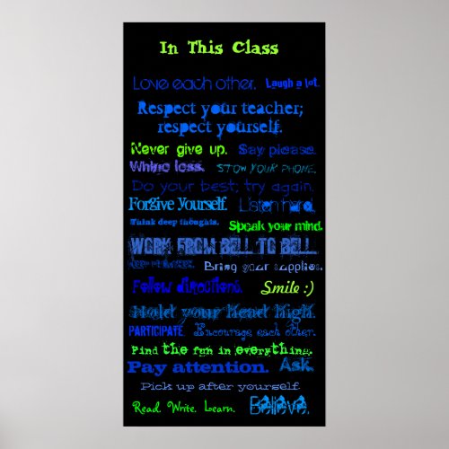 In This Class Love each other Laugh a lot  Poster