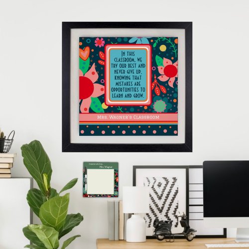 In This Classroom Quote Customized Teacher Floral Poster