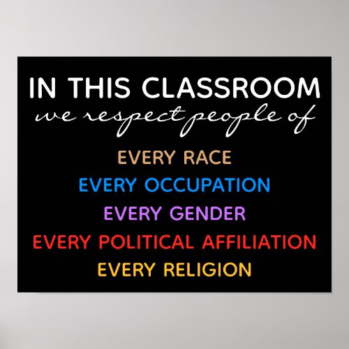 In this Classroom We Respect All Motivational Poster