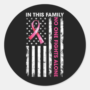 In This Family Fight Alone Breast Cancer Awareness Classic Round Sticker