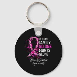 In This Family Fights Alone Breast Cancer Awarenes Keychain