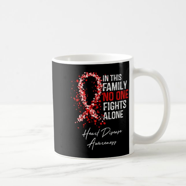 In This Family Fights Alone Heart Disease Awarenes Coffee Mug (Right)