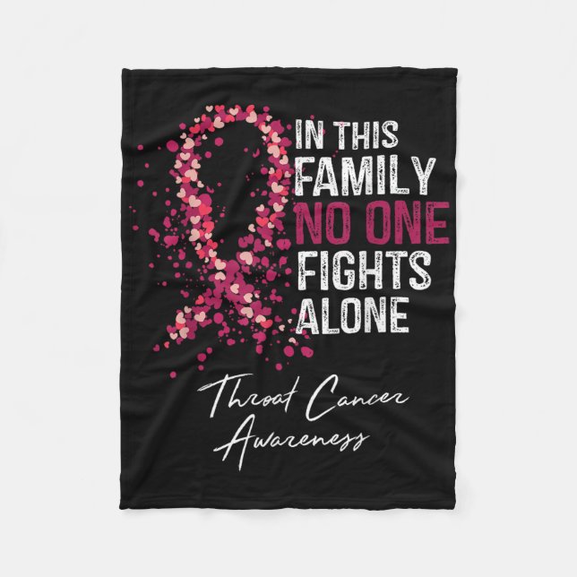 In This Family Fights Alone Shirt Throat Cancer  Fleece Blanket (Front)